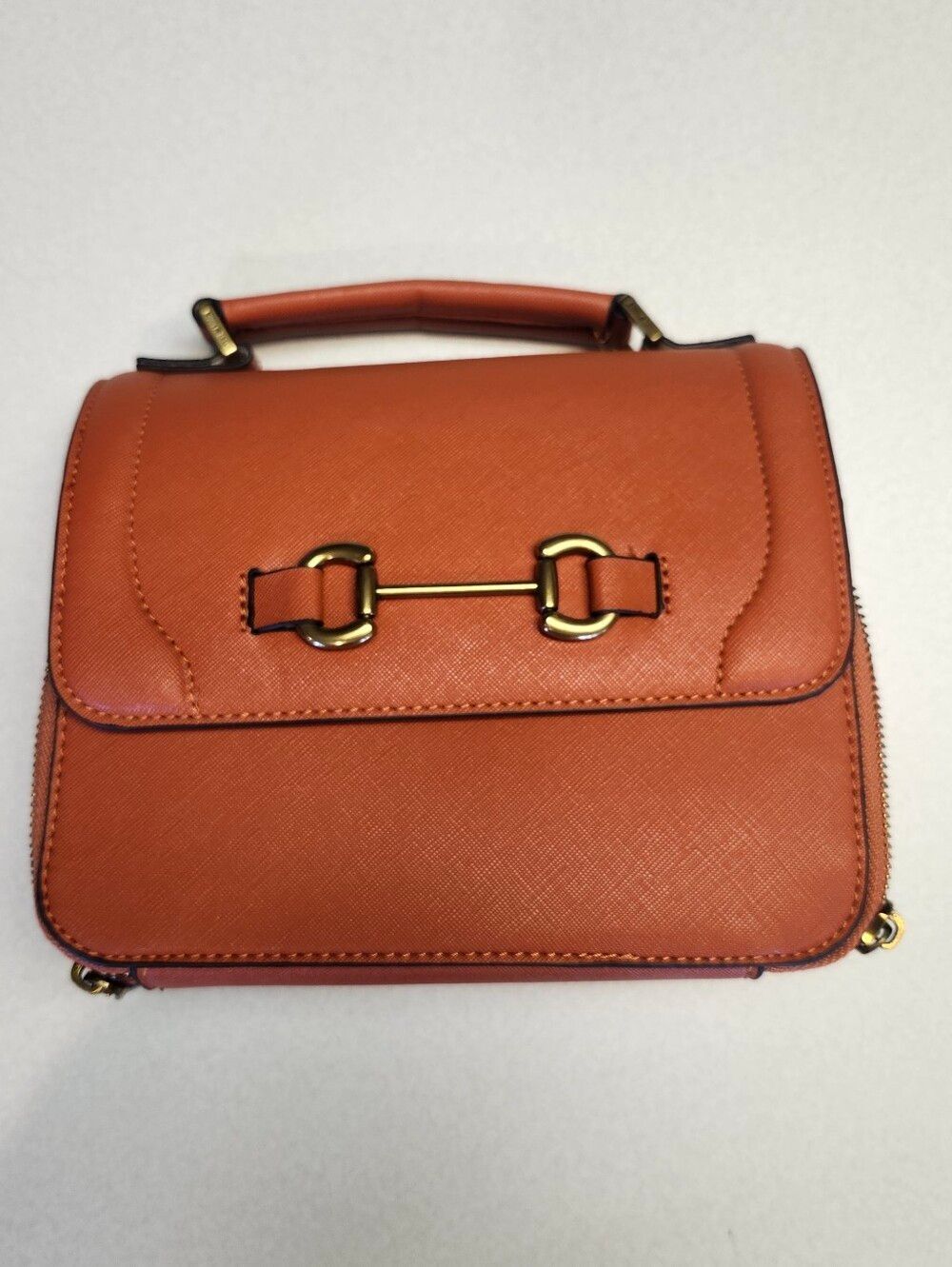 Steve Madden Orange Square Faux Leather Purse Handbag, 8.5x7x3"